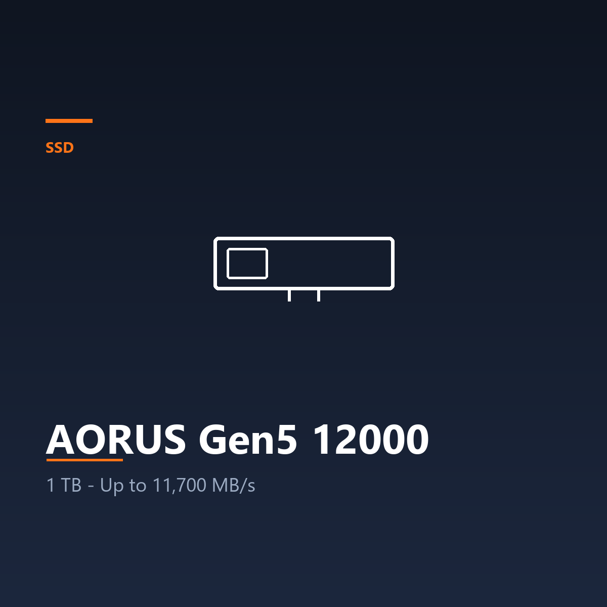 AORUS Gen5 12000 1TB - PCIe Gen5 x4 NVMe, Up to 11,700 MB/s read (SSD)