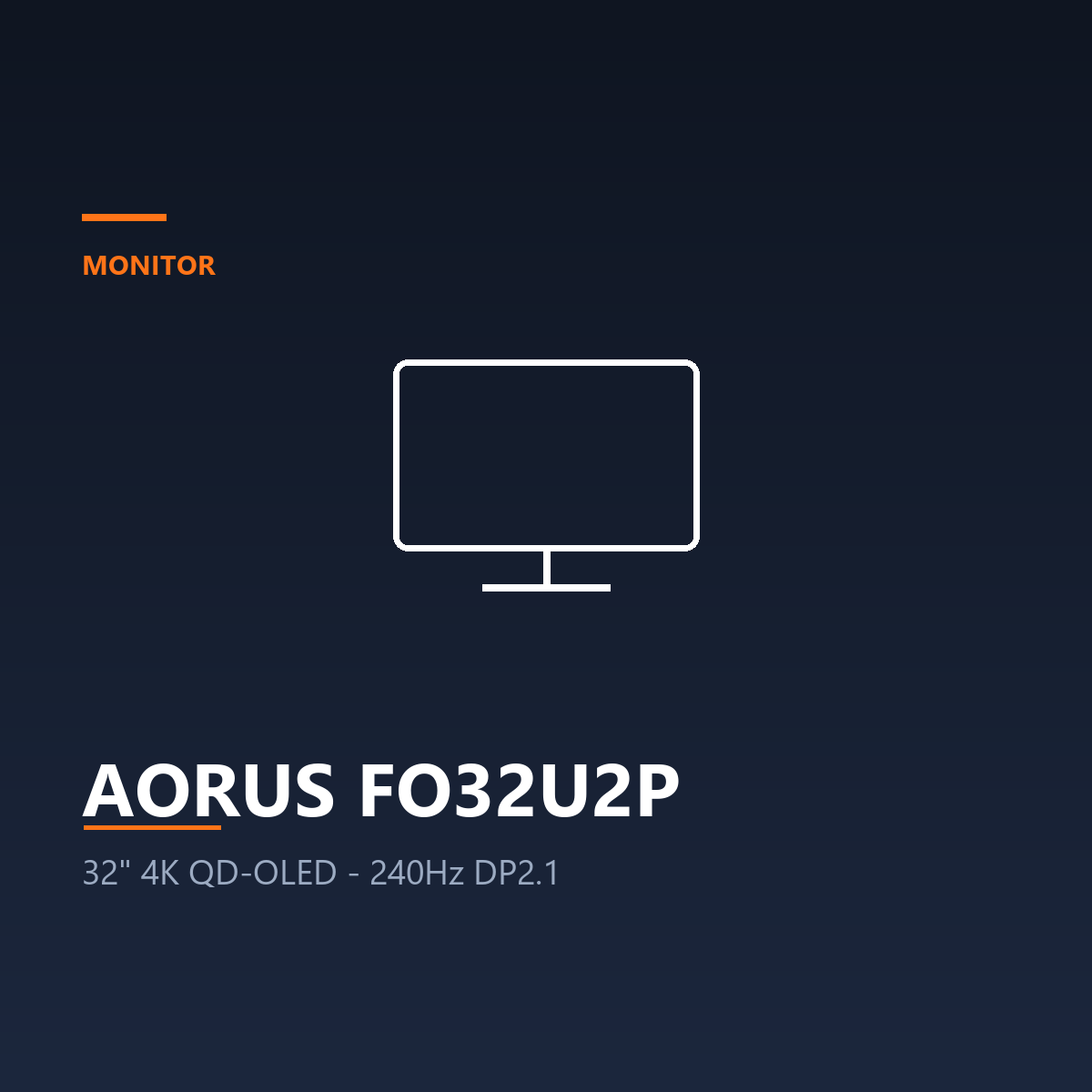 AORUS FO32U2P - 32" 4K QD-OLED, 3840 x 2160 at 240 Hz (Monitor)