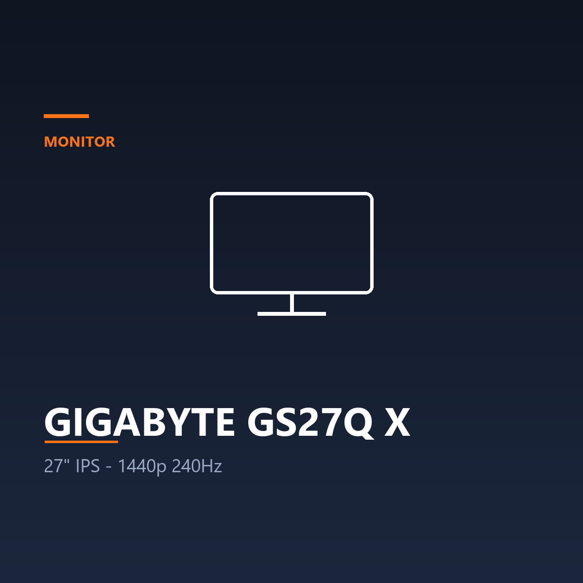 GIGABYTE GS27Q X - 27" SS IPS, 2560 x 1440 at 240 Hz (Monitor)