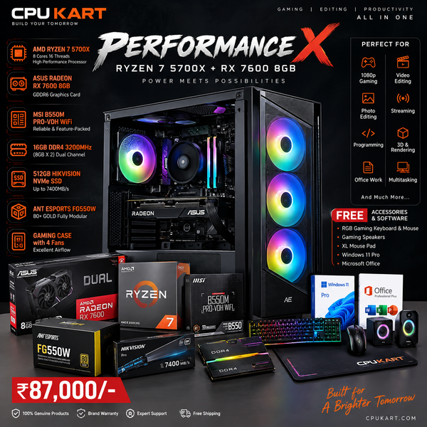 CPU KART Performance X Ryzen 7 5700X + RX 7600 8GB Gaming
